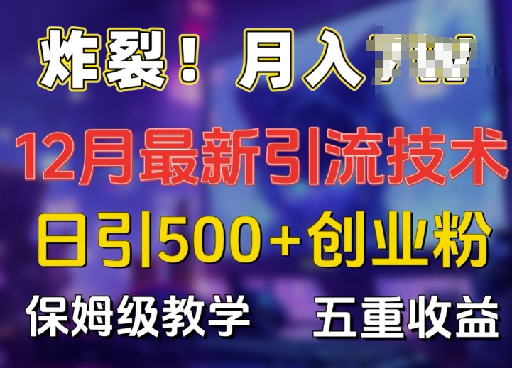 炸裂!揭秘12月最新日引流500+精准创业粉，多重收益保姆级教学-甬战资源库