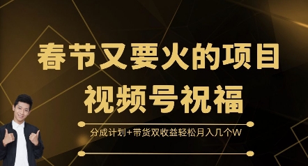 春节又要火的项目视频号祝福，分成计划+带货双收益，轻松月入几个W【揭秘】-甬战资源库