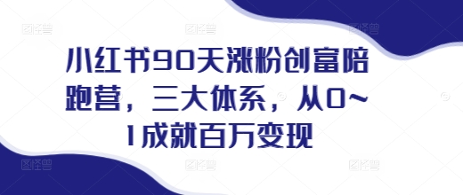 小红书90天涨粉创富陪跑营，​三大体系，从0~1成就百万变现，做小红书的最后一站-甬战资源库