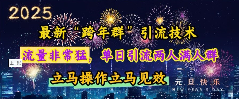 最新“跨年群”引流，流量非常猛，单日引流两人满人群，立马操作立马见效【揭秘】-甬战资源库