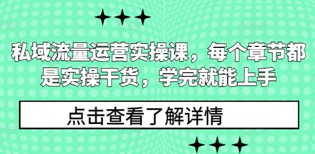 私域流量运营实操课，每个章节都是实操干货，学完就能上手-甬战资源库