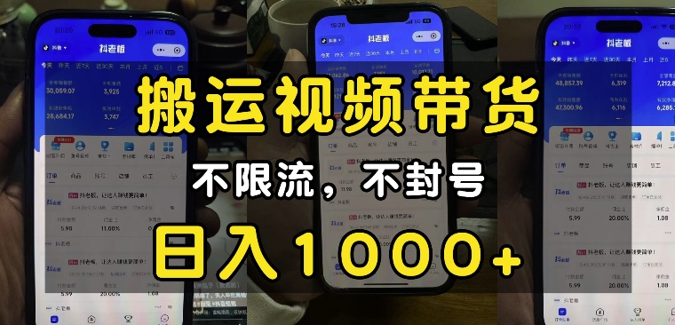 “小白必看”搬运视频带货玩法，不限流，不封号，纯自然流，日入1k-甬战资源库