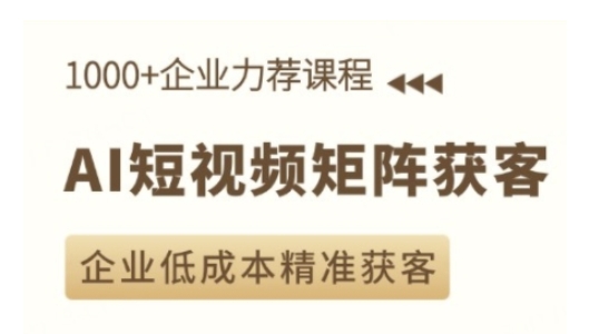 AI短视频矩阵获客实操课，企业低成本精准获客-甬战资源库