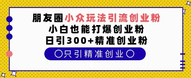朋友圈小众玩法引流创业粉，小白也能打爆创业粉，日引300+精准创业粉【揭秘】-甬战资源库