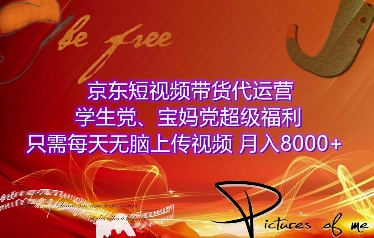 京东短视频带货代运营，学生党、宝妈党超级福利，只需每天无脑上传视频，月入8000+【仅揭秘】-甬战资源库