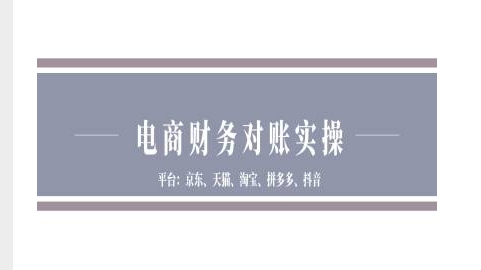 电商财务对账实操-京东天猫淘宝拼多多抖音电商财务对账-甬战资源库