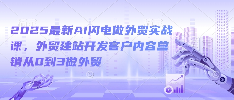 2025最新AI闪电做外贸实战课，外贸建站开发客户内容营销从0到3做外贸-甬战资源库