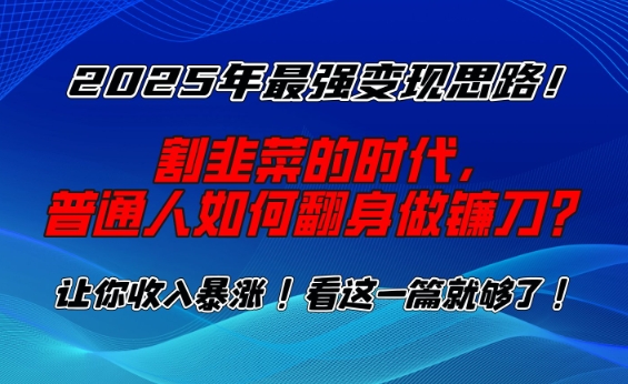 2025年最强变现思路，割韭菜的时代， 普通人如何翻身做镰刀？【揭秘】-甬战资源库
