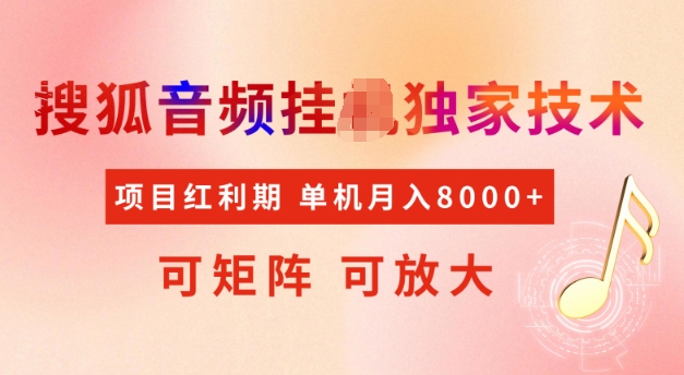 首发搜狐音频挂JI，项目红利期，可矩阵可放大，稳定月入5k【揭秘】-甬战资源库