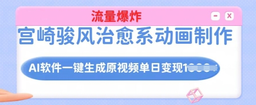 宫崎骏风治愈系动画制作，AI软件一键生成原创视频流量爆炸，单日变现多张，详细实操流程-甬战资源库