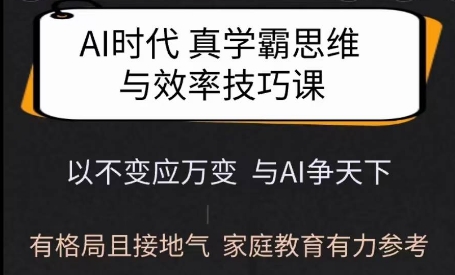 Ai时代真学霸思维与学习方法课，有格局且接地气，家庭教育有力参考-甬战资源库