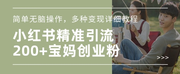 小红书混剪日引200+宝妈创业粉，简单无脑操作，多种变现详细教程-甬战资源库