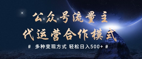 公众号流量主代运营  多种变现方式 轻松日入5张【揭秘】-甬战资源库