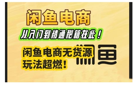闲鱼电商实战课，从入门到精通秘籍在此，闲鱼电商无货源玩法超燃!-甬战资源库