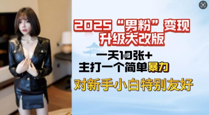 2025男粉变现全新玩法升级，日入上千简简单单，小白可轻松上手-甬战资源库