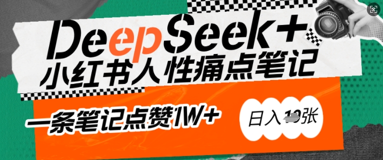 AI赋能小红书爆款秘籍：用DeepSeek轻松抓人性痛点，小白也能写出点赞破万的吸金笔记，日入多张-甬战资源库