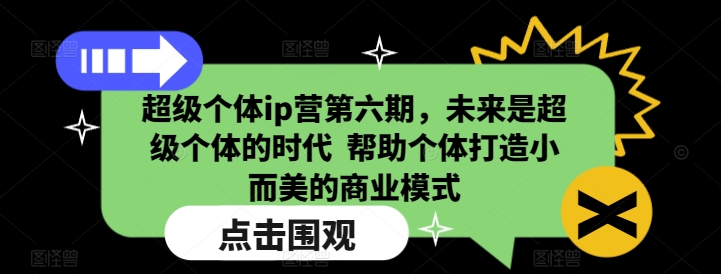 超级个体ip营第六期，未来是超级个体的时代  帮助个体打造小而美的商业模式-甬战资源库