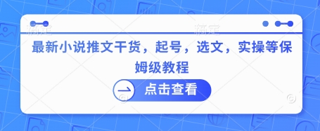 最新小说推文干货，起号，选文，实操等保姆级教程-甬战资源库