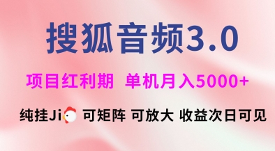 搜狐音频挂ji3.0.可矩阵可放大，独家技术，稳定月入5000+【揭秘】-甬战资源库