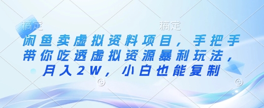 闲鱼卖虚拟资料项目，手把手带你吃透虚拟资源暴利玩法，月入2W，小白也能复制-甬战资源库