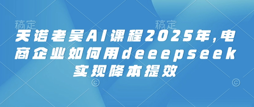 天诺老吴AI课程2025年，电商企业如何用deeepseek实现降本提效-甬战资源库
