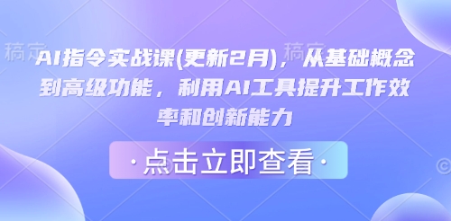AI指令实战课(更新2月)，从基础概念到高级功能，利用AI工具提升工作效率和创新能力-甬战资源库