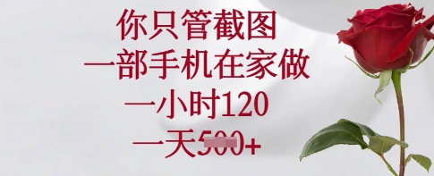 你只管截图，一部手机在家做，一小时120.一天5张【揭秘】-甬战资源库