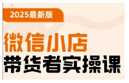 2025最新版微信小店带货者实操课，基础操作到高级运营技巧，快速上手-甬战资源库