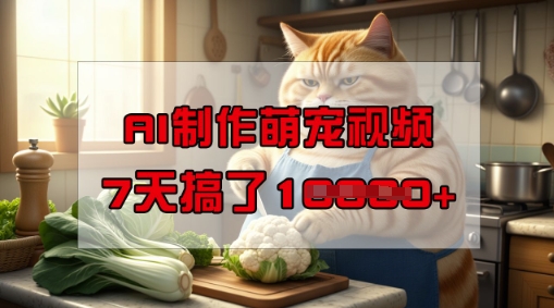 靠AI制作萌宠视频，操作简单门槛低，有手机就行，7天搞了1W-甬战资源库
