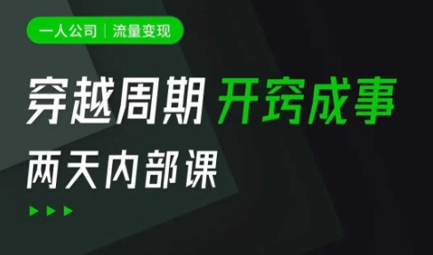 一人公司：流量变现课，一人公司的方法模型拆解， 拆解富人思维，流量思维，小老板思维等-甬战资源库