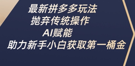 最新拼多多玩法，抛弃传统操作，AI赋能，助力新手小白获取第一桶金-甬战资源库