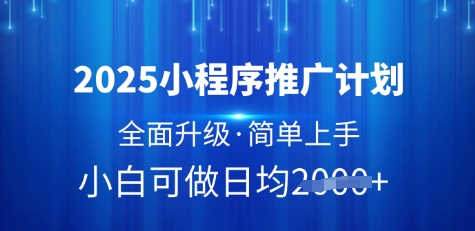 2025小程序推广计划，全面升级，简单上手，日均多张【揭秘】-甬战资源库
