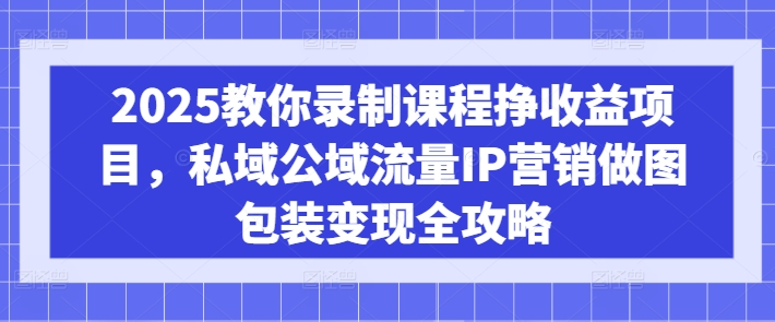 2025教你录制课程挣收益项目，私域公域流量IP营销做图包装变现全攻略-甬战资源库