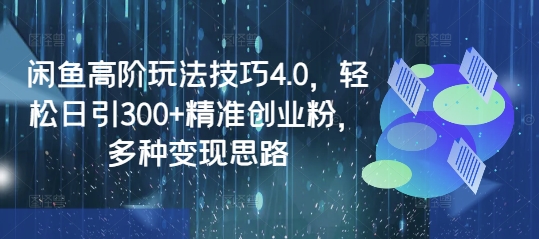闲鱼高阶玩法技巧4.0，轻松日引300+精准创业粉，多种变现思路-甬战资源库