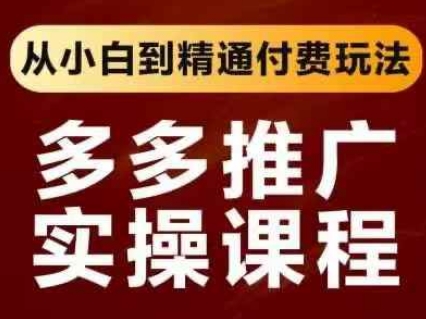 拼多多推广实操课程，从小白到精通付费玩法-甬战资源库