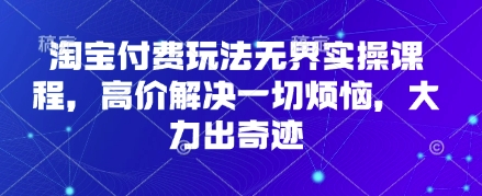 淘宝付费玩法无界实操课程，高价解决一切烦恼，大力出奇迹-甬战资源库