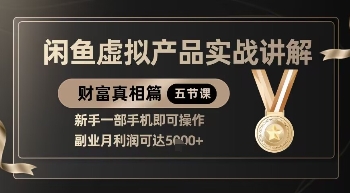 精品！闲鱼虚拟产品实战讲解，新手一部手机即可操作，副业月利润可达5k+-甬战资源库