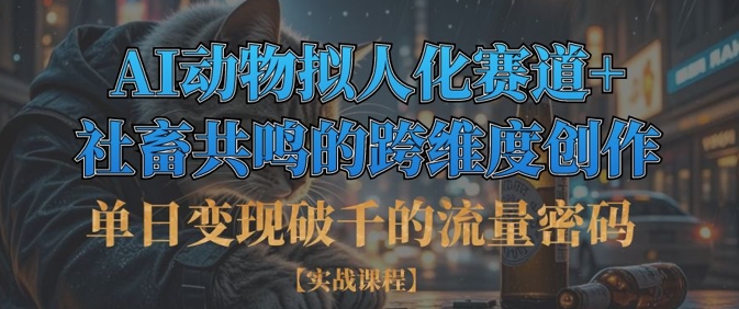 单日变现破千的流量密码，AI动物拟人化赛道+社畜共鸣的跨维度创作-甬战资源库