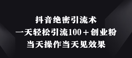 抖音绝密引流术，一天轻松引流100+创业粉，当天操作当天见效果-甬战资源库