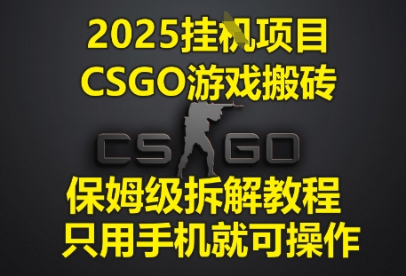 2025挂G项目，CSGO游戏搬砖，保姆级拆解教程，只用手机就可操作【揭秘】-甬战资源库