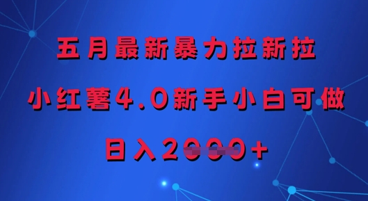 五月最新暴力拉新拉，小红薯4.0新手小白可做，日入多张-甬战资源库