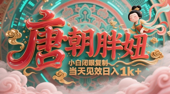 用AI克隆“唐朝胖妞”日更3条，平台疯狂推流，小白闭眼复制，当天见效，日入1k+-甬战资源库