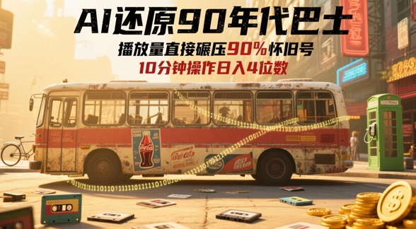 AI还原90年代巴士，一帧就让70后泪崩，播放量直接碾压90%怀旧号，每天操作十分钟，日入四位数-甬战资源库