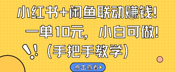 小红书+闲鱼联动挣钱，一单10元，小白可做-甬战资源库