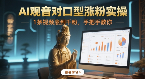 AI观音对口型涨粉实操，1条视频涨到千粉，手把手教你-甬战资源库