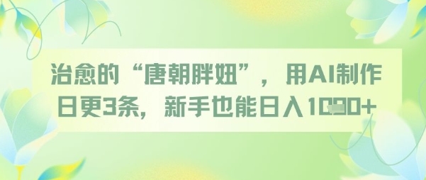 治愈的“唐朝胖妞”，用AI制作日更3条，新手也能日入多张-甬战资源库