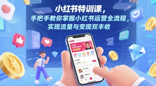 小红书特训课，手把手教你掌握小红书运营全流程，实现流量与变现双丰收-甬战资源库
