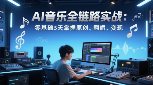 AI音乐全链路实战变现课：零基础3天掌握原创、翻唱、变现-甬战资源库