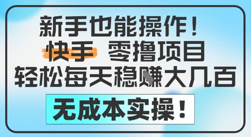 新手也能操作，快手零撸挣米，轻松每天挣2-5张，完全无成本-甬战资源库