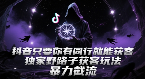 抖音只要你有同行就能获客，独家野路子获客玩法，暴力截流【揭秘】-甬战资源库